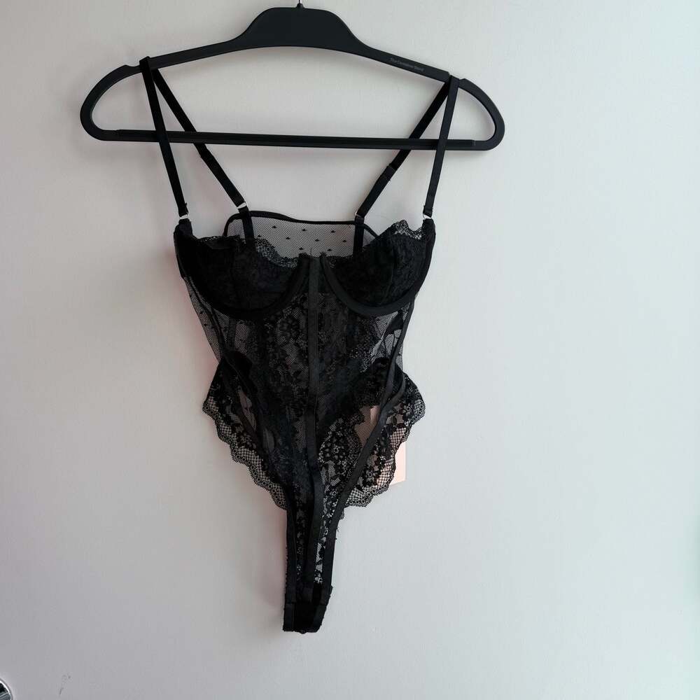 SHEIN Sheinbae Black Lace Corset Bodysuit Size XS - Picture 1 of 3